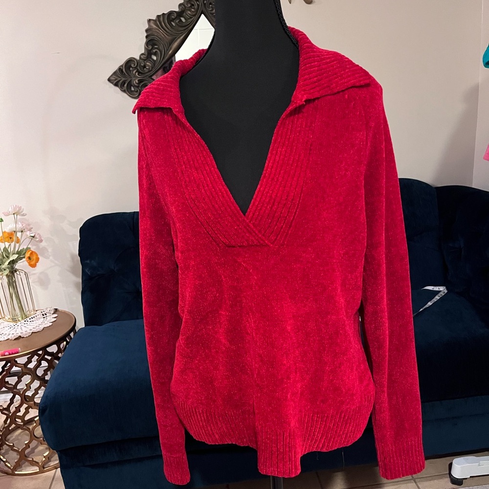 Rafaella Vibrant Red Chenille Sweater